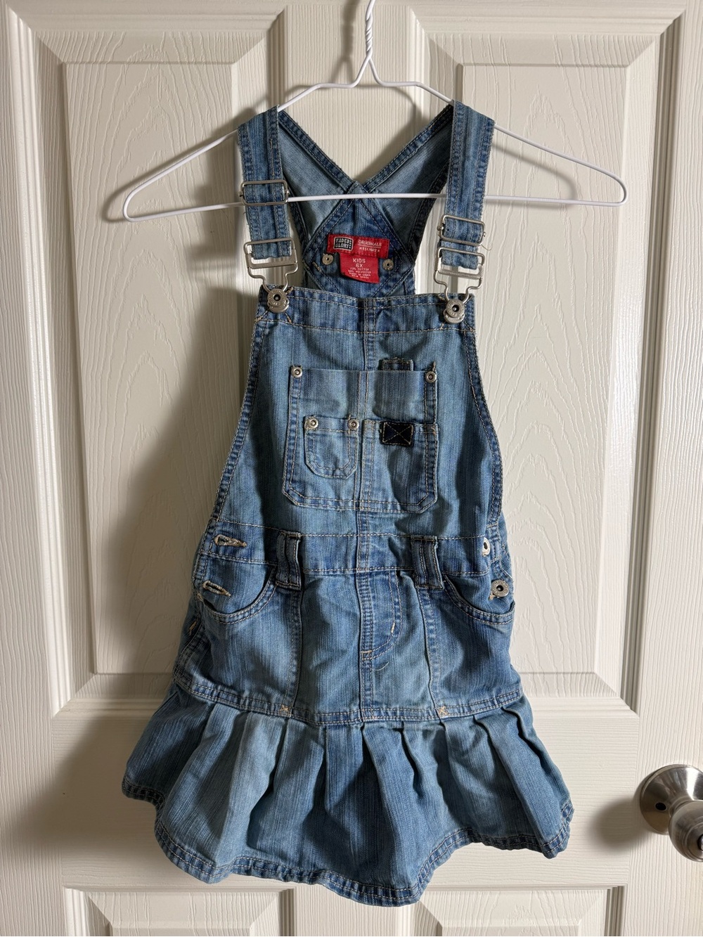 Faded Glory Girls Blue Denim Overall Dress 5-6Y Sleeveless Adjustable Straps